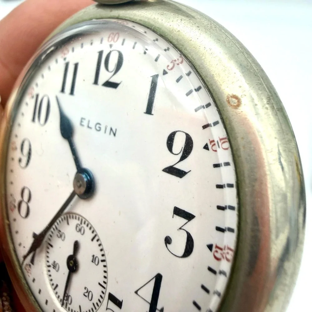 1927 Elgin Pocket Watch Size 16s Grade 480 7J Silverode Red Minute Track Running
